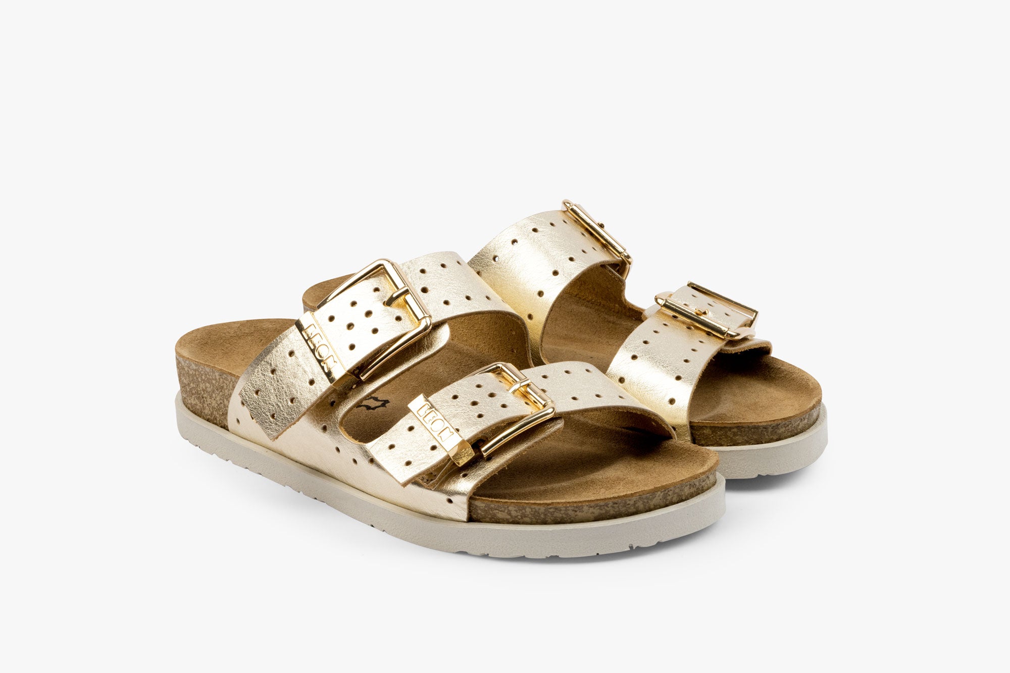 Halo dame læder sandal - guld