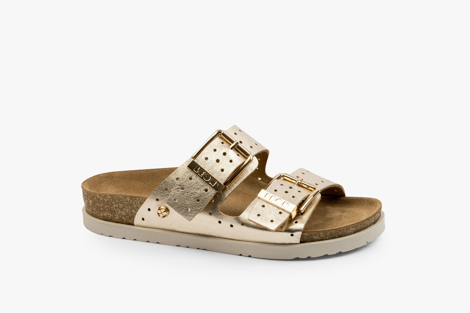 Halo dame læder sandal - guld