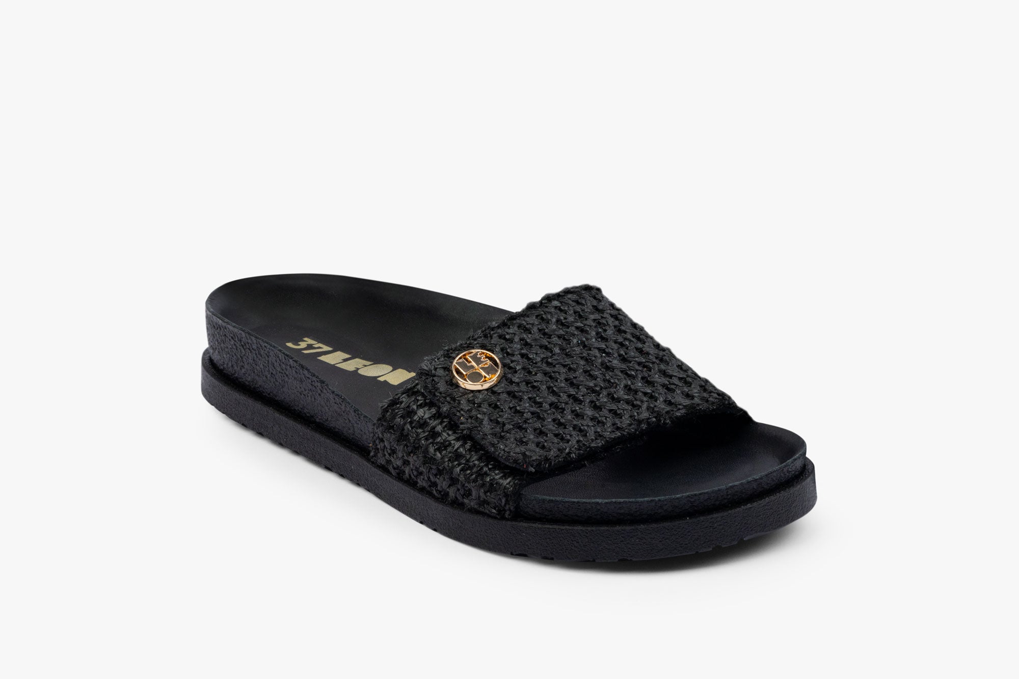 Avera dame sandal i læderflet - sort