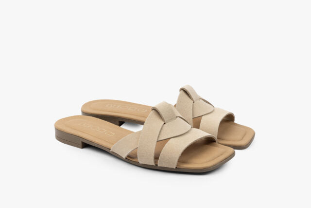 Linea dame sandal i ruskind - beige