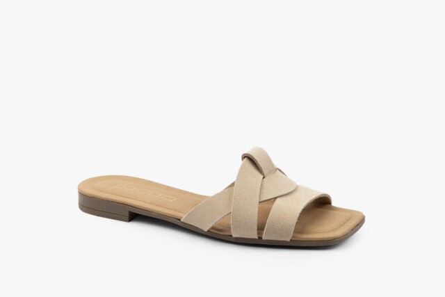 Linea dame sandal i ruskind - beige