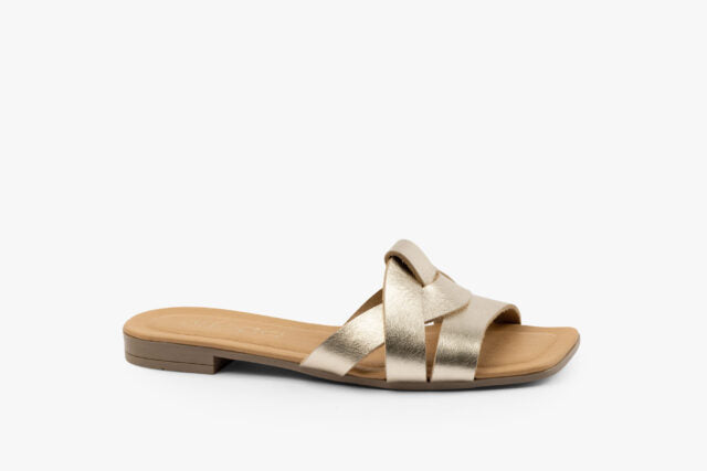 Linea dame læder sandal - guld