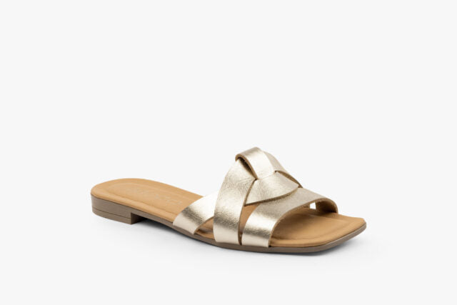 Linea dame læder sandal - guld