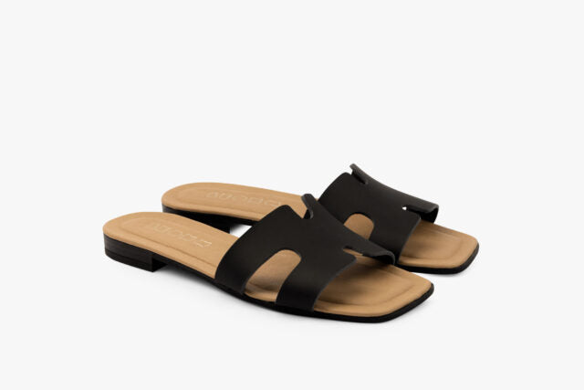 Hera dame læder sandal - sort