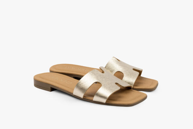 Hera dame læder sandal - guld