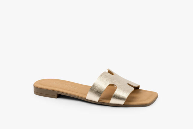 Hera dame læder sandal - guld