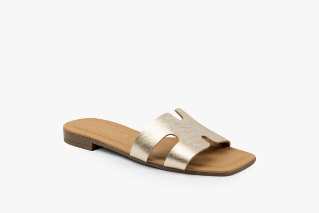 Hera dame læder sandal - guld