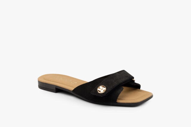 Virea dame sandal i ruskind - sort