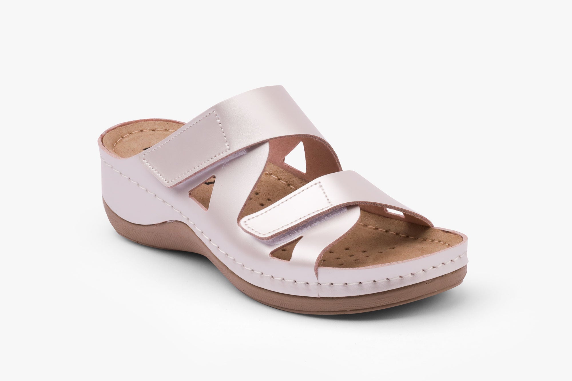 Laura dame læder sandaler - perlemor