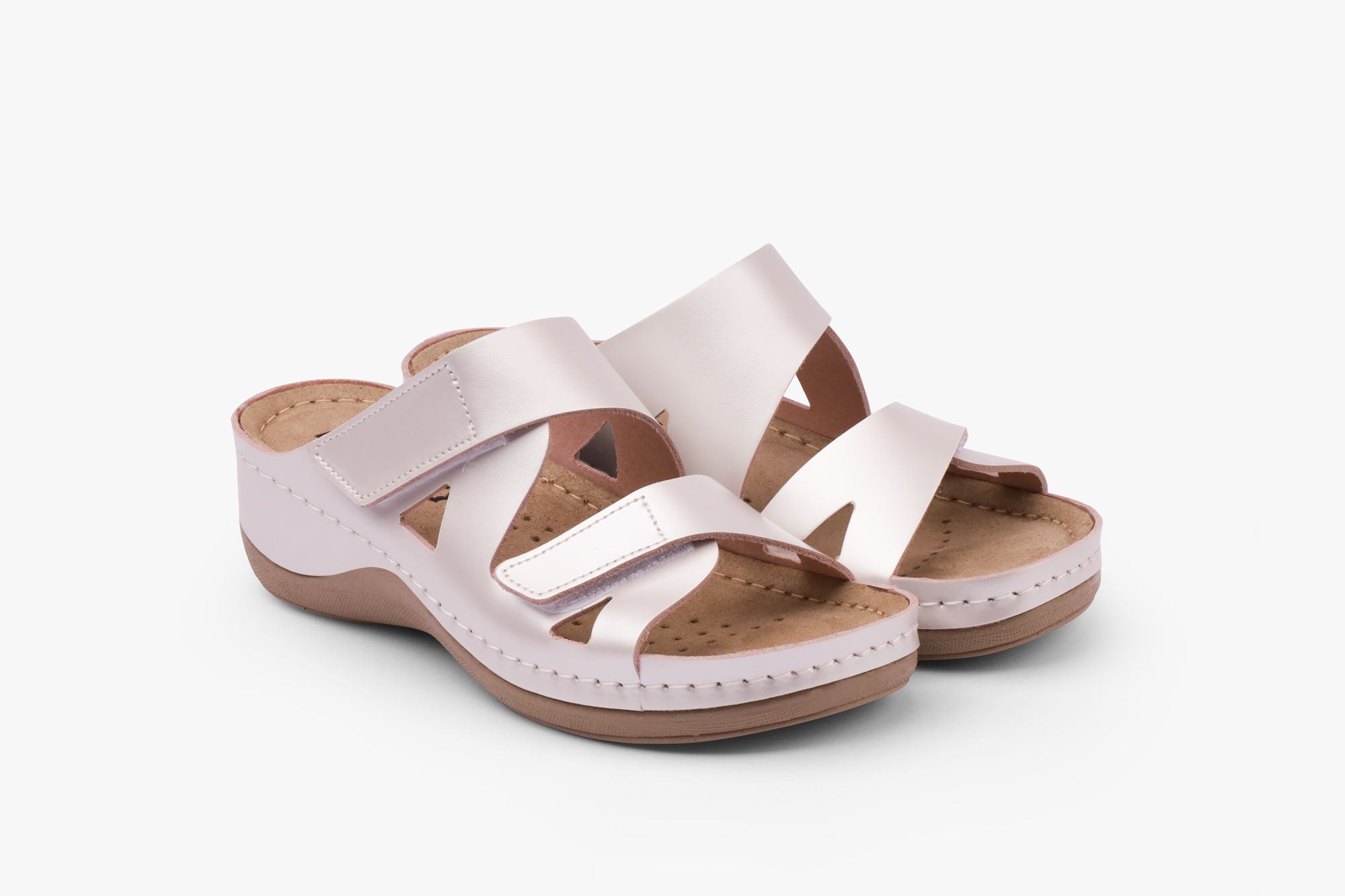 Laura dame læder sandaler - perlemor