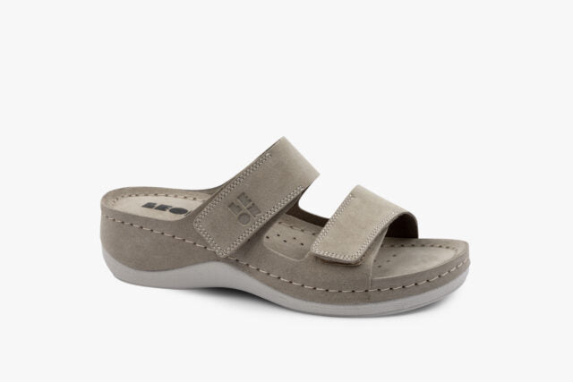 Moss dame sandal i ruskind - grå