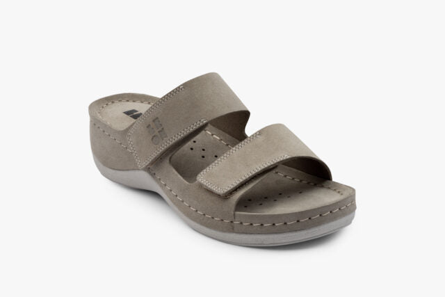 Moss dame sandal i ruskind - grå