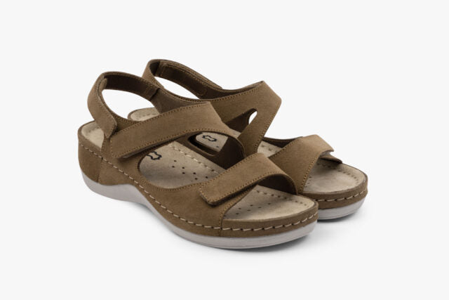 Even dame læder sandal - brun