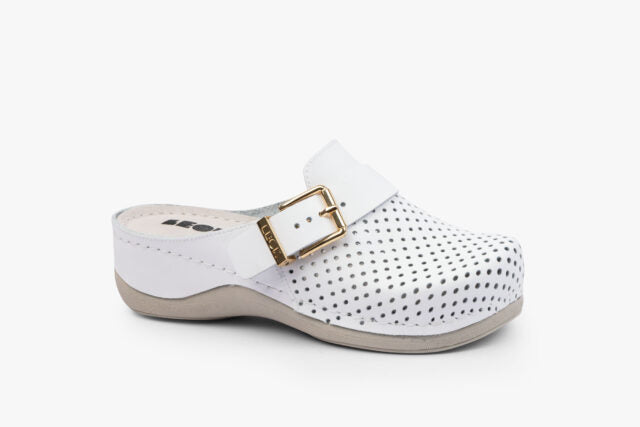 Pure dame læder clogs - hvid