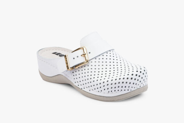 Pure dame læder clogs - hvid