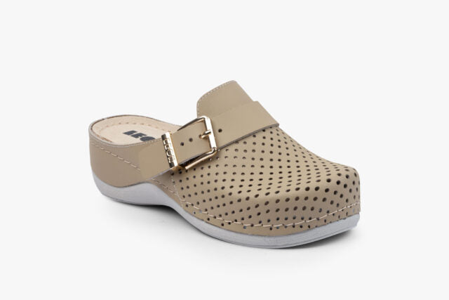 Pure dame læder clogs - beige