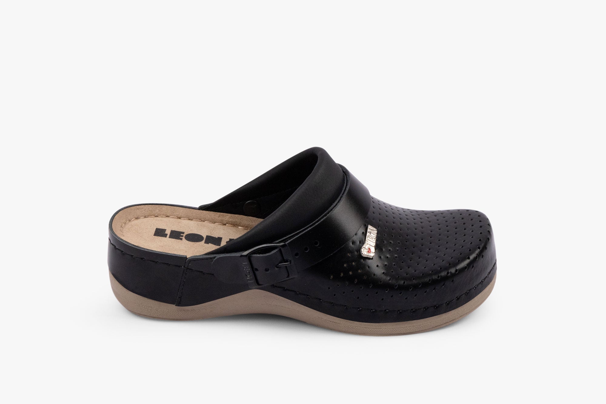 Komfortable dame læder clogs - sort