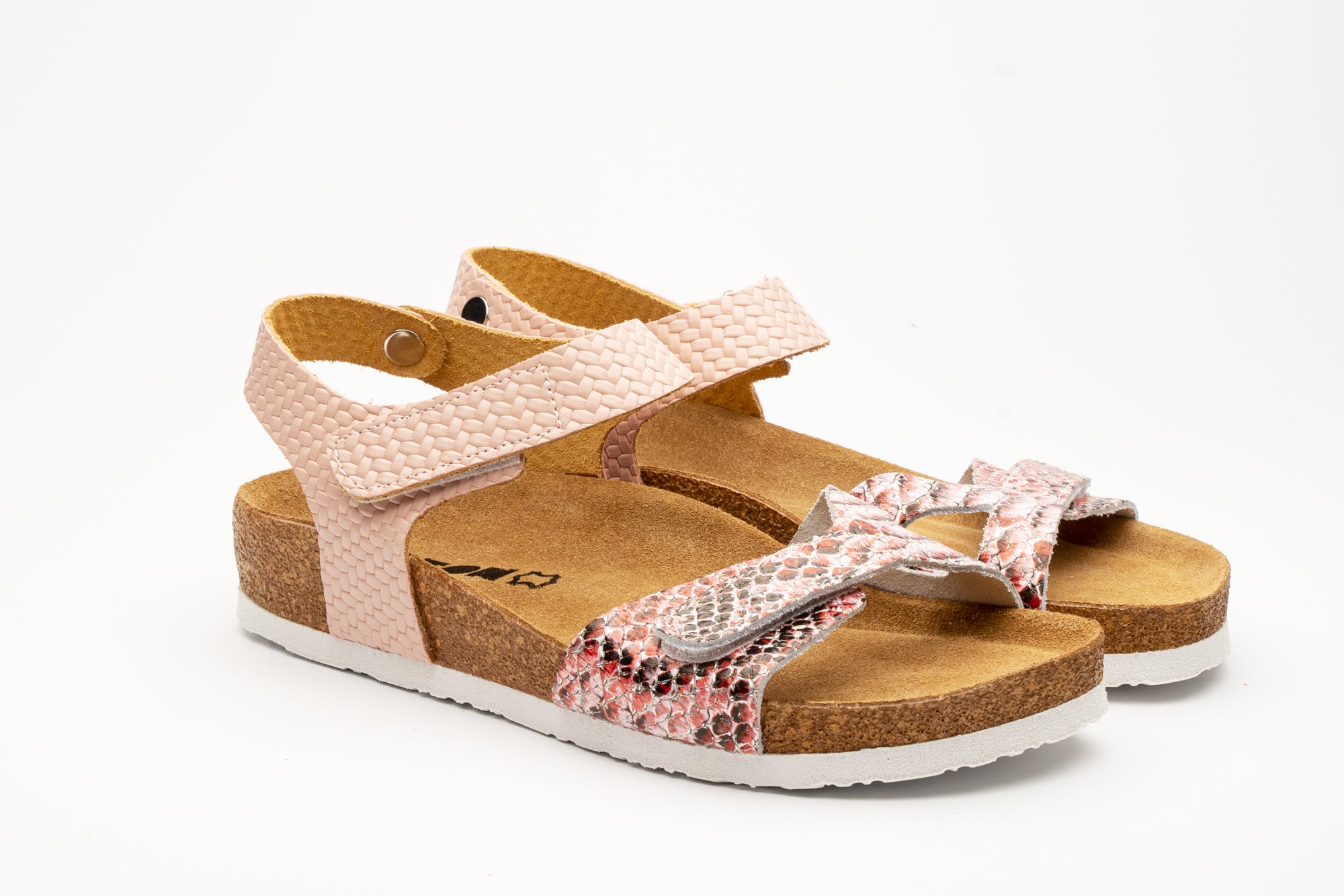 Helen dame læder sandaler - pink slangeskindsmønstret