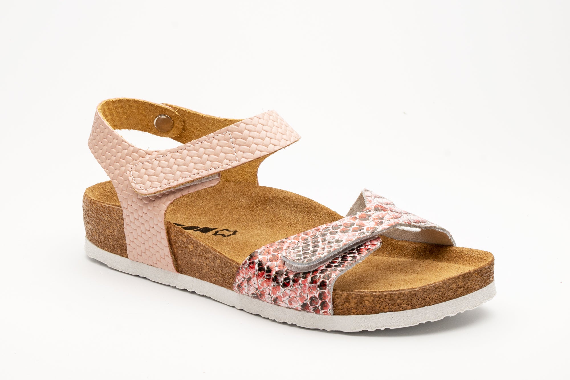 Helen dame læder sandaler - pink slangeskindsmønstret