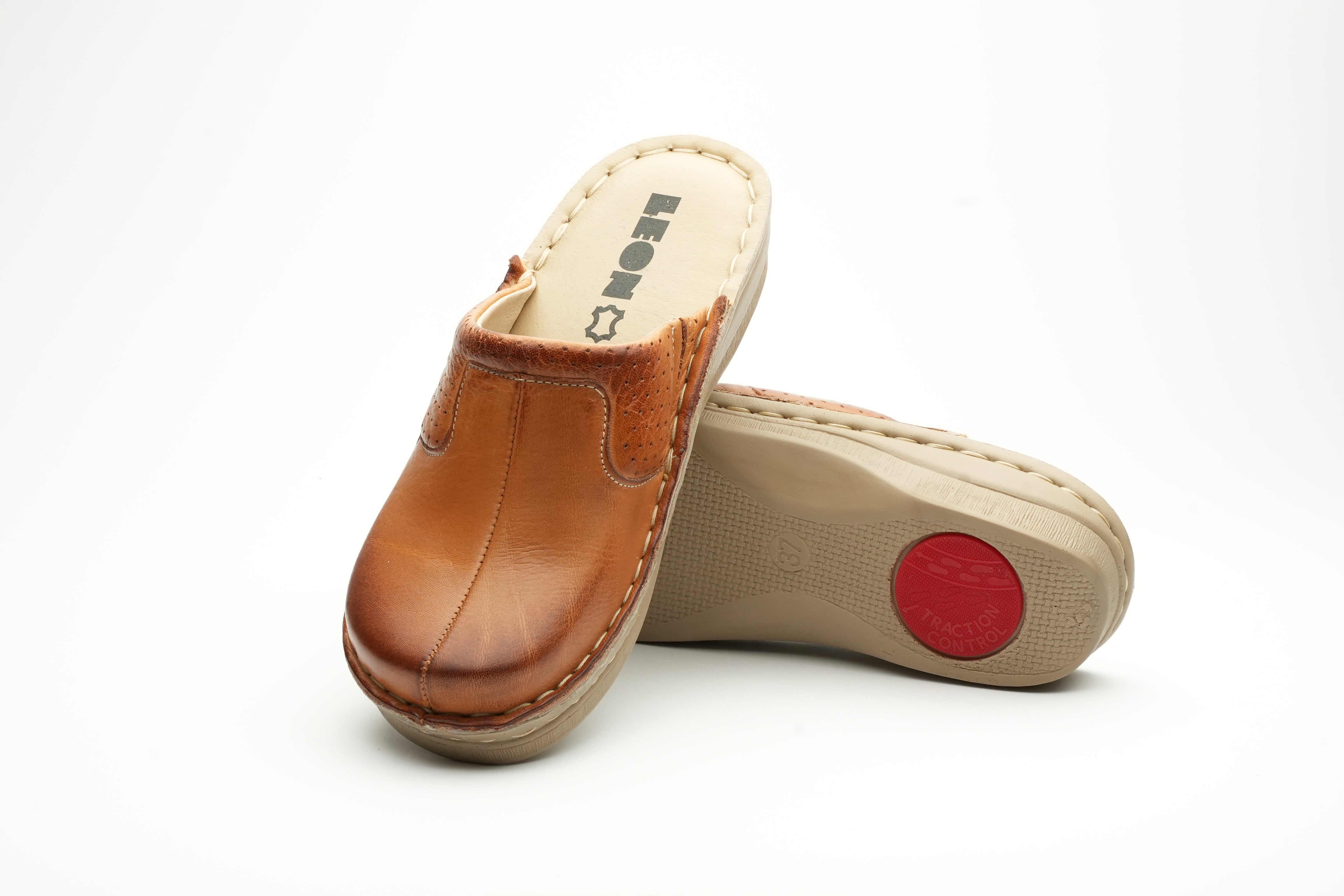 Emili - Dame Læder Clogs - Brun