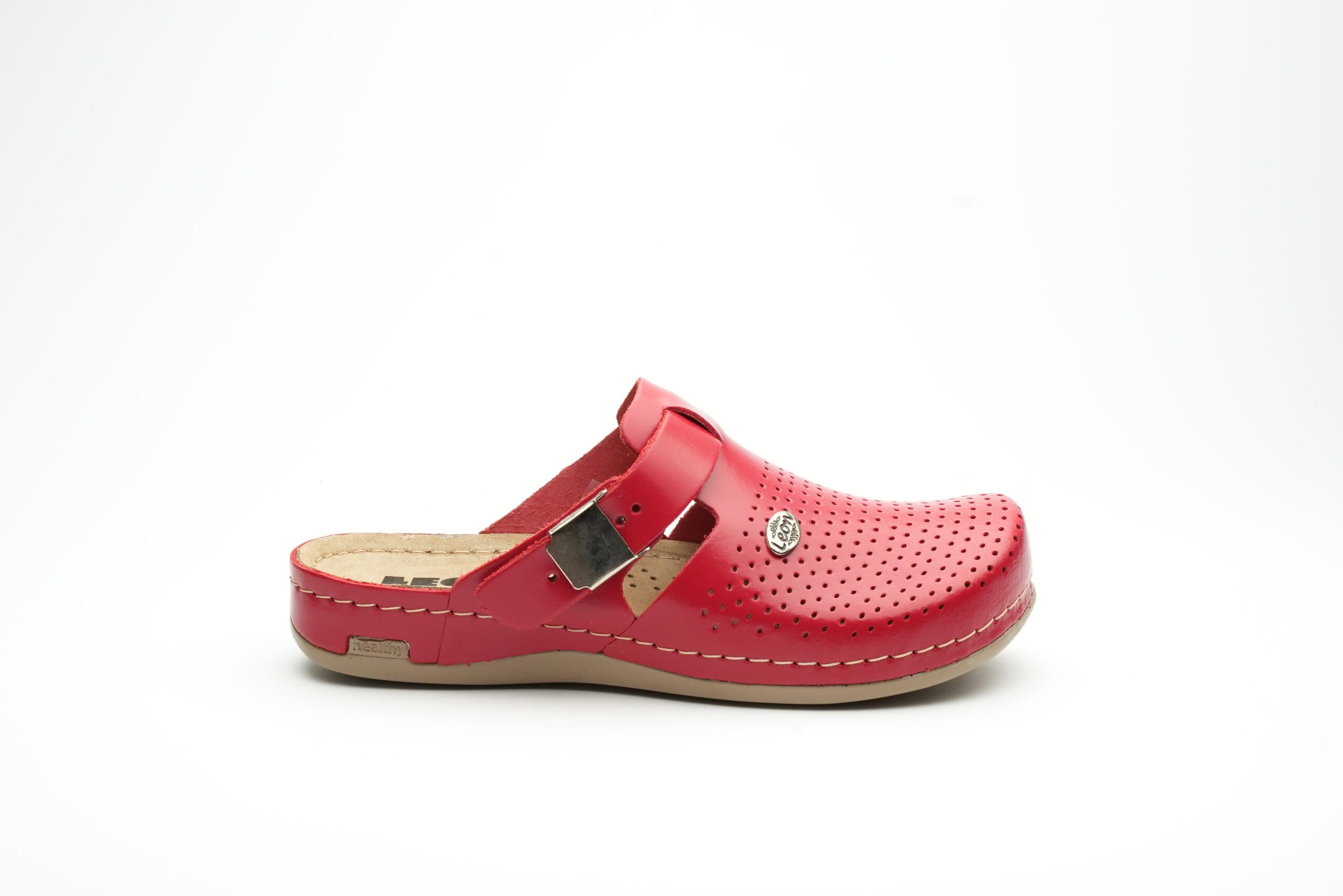 Leona - Dame Læder Clogs - Rød