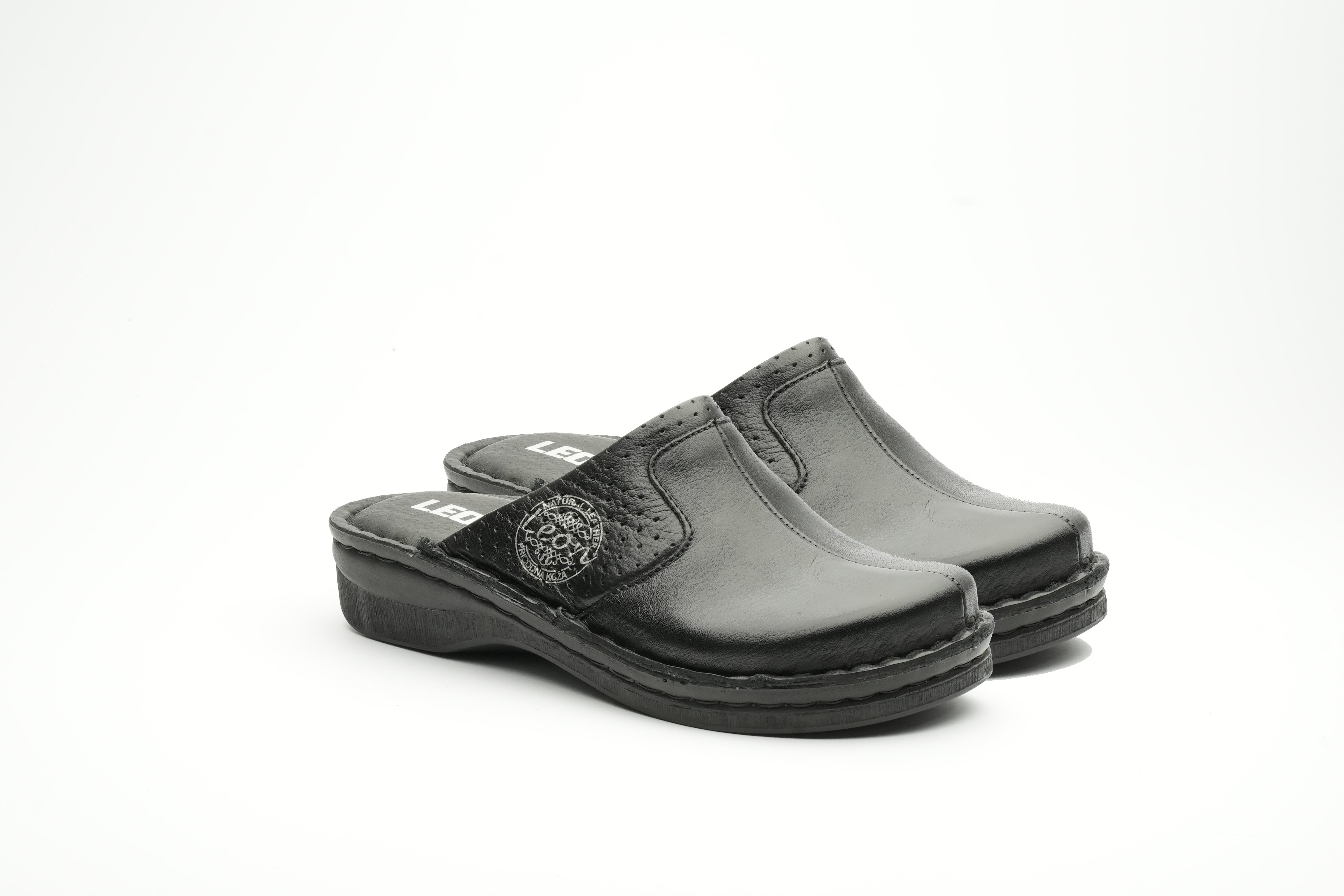 Emili dame læder clogs - sort