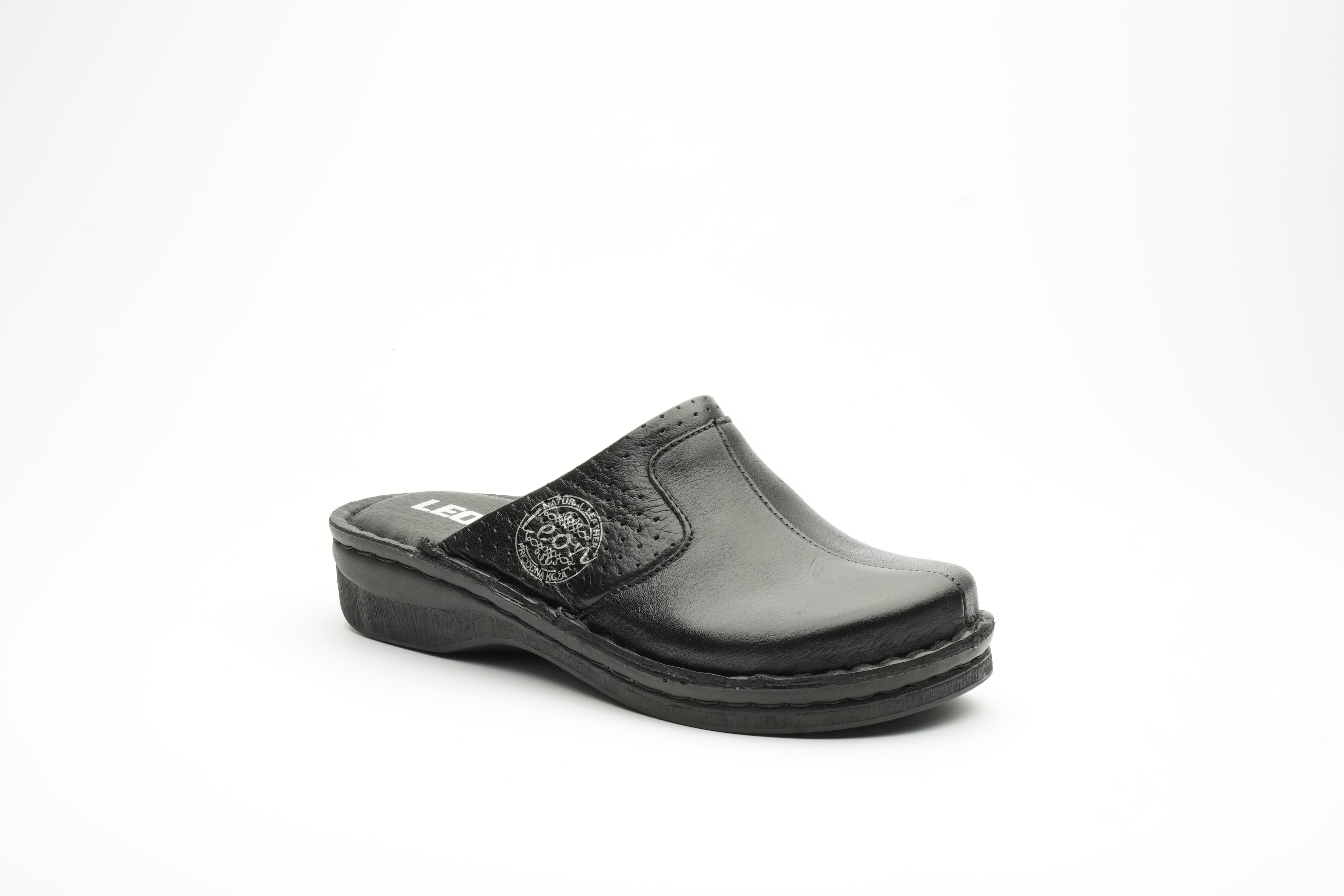 Emili dame læder clogs - sort
