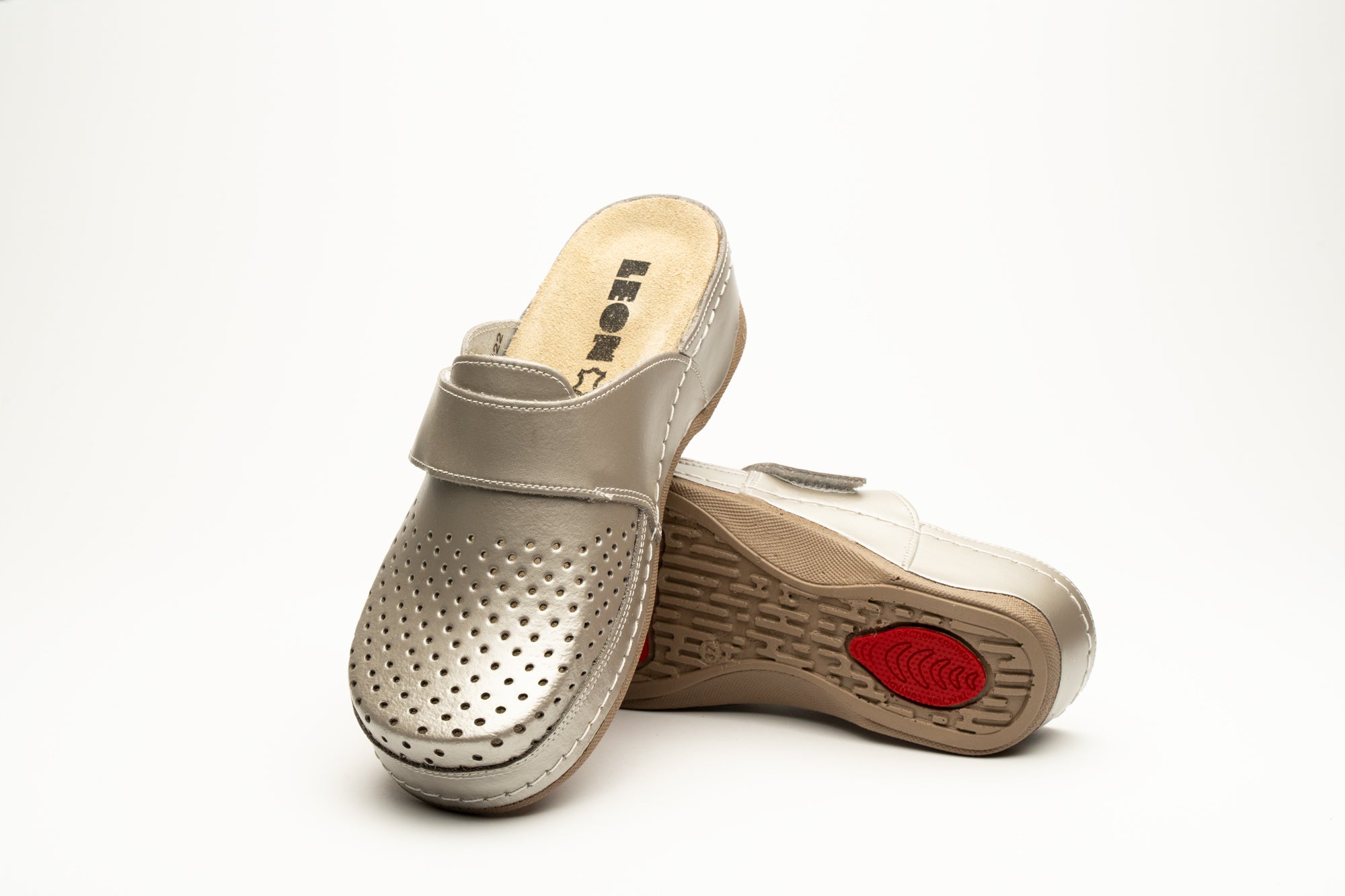 Aurora IV dame læder clogs - champagne