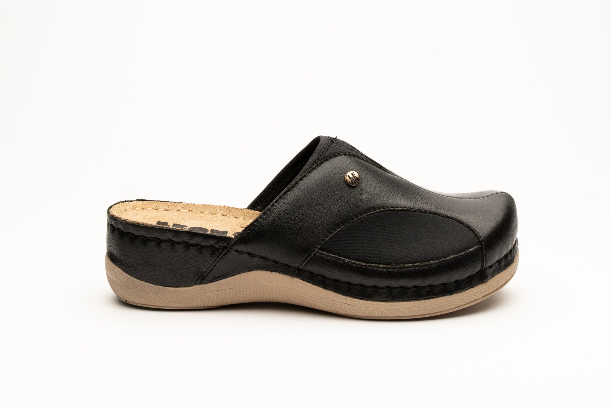 Aria - Dame Læder Clogs - Sort