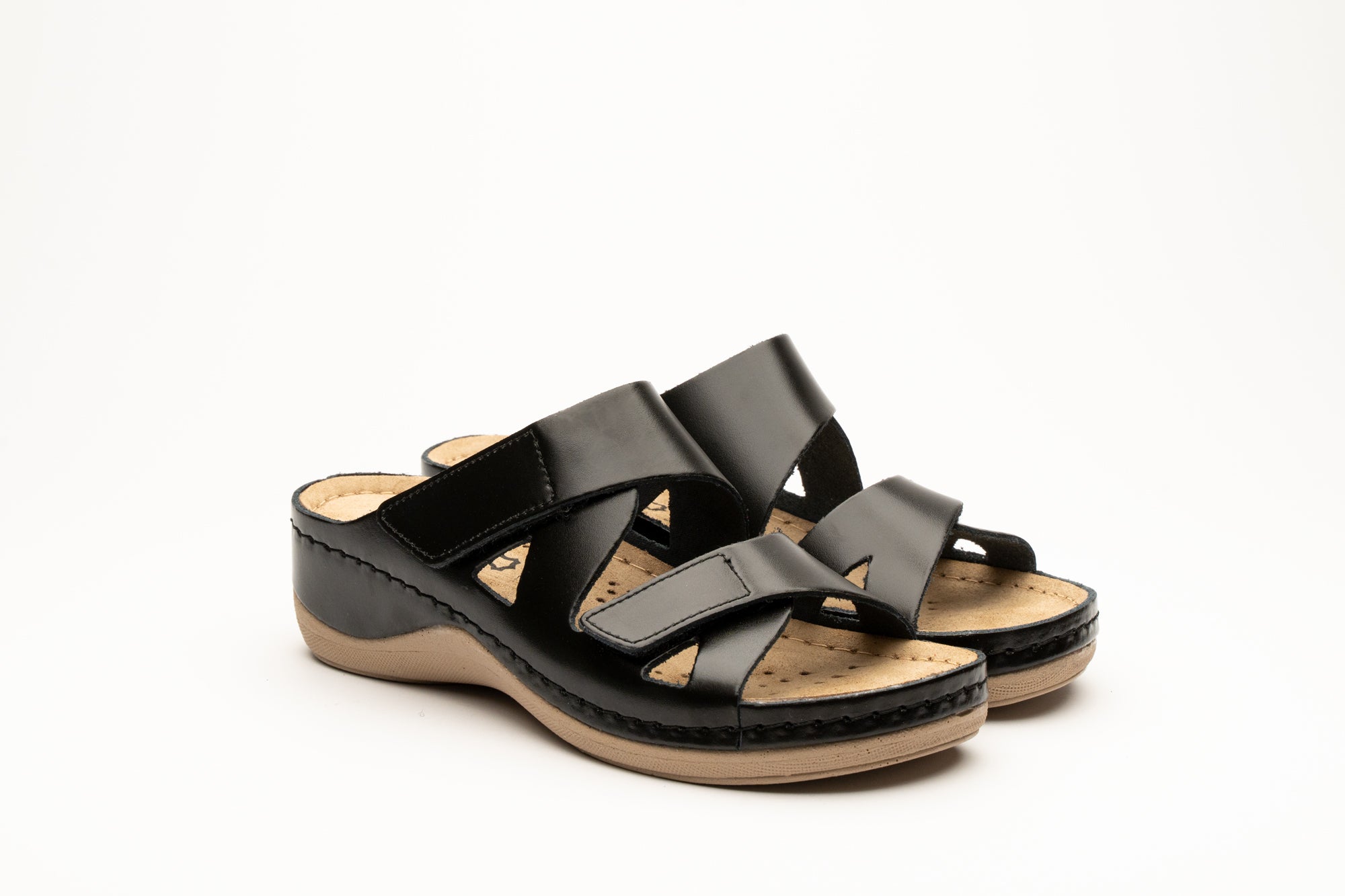 Laura dame læder sandaler - sort