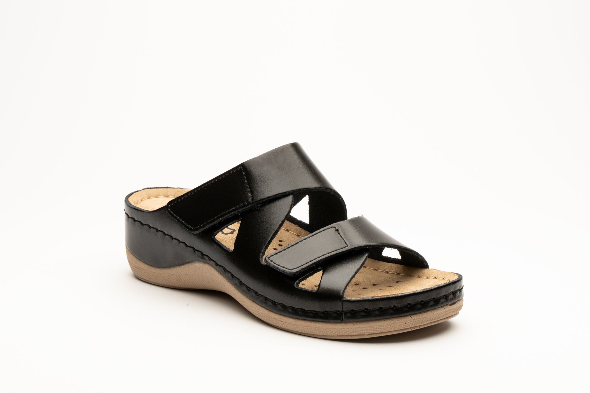 Laura dame læder sandaler - sort