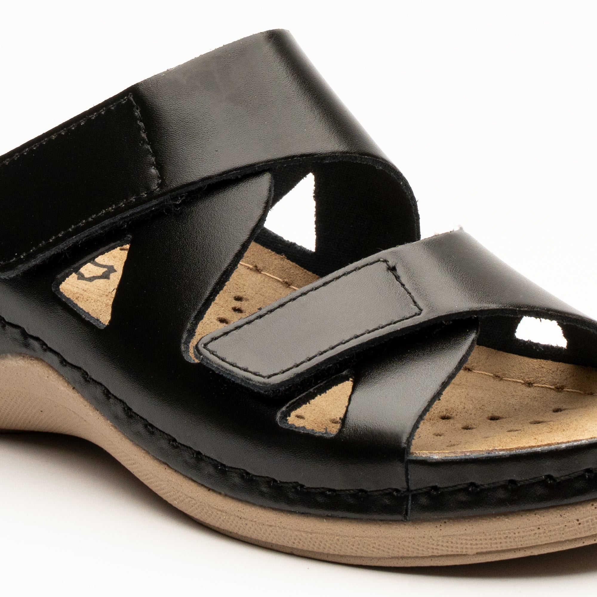 Laura dame læder sandaler - sort