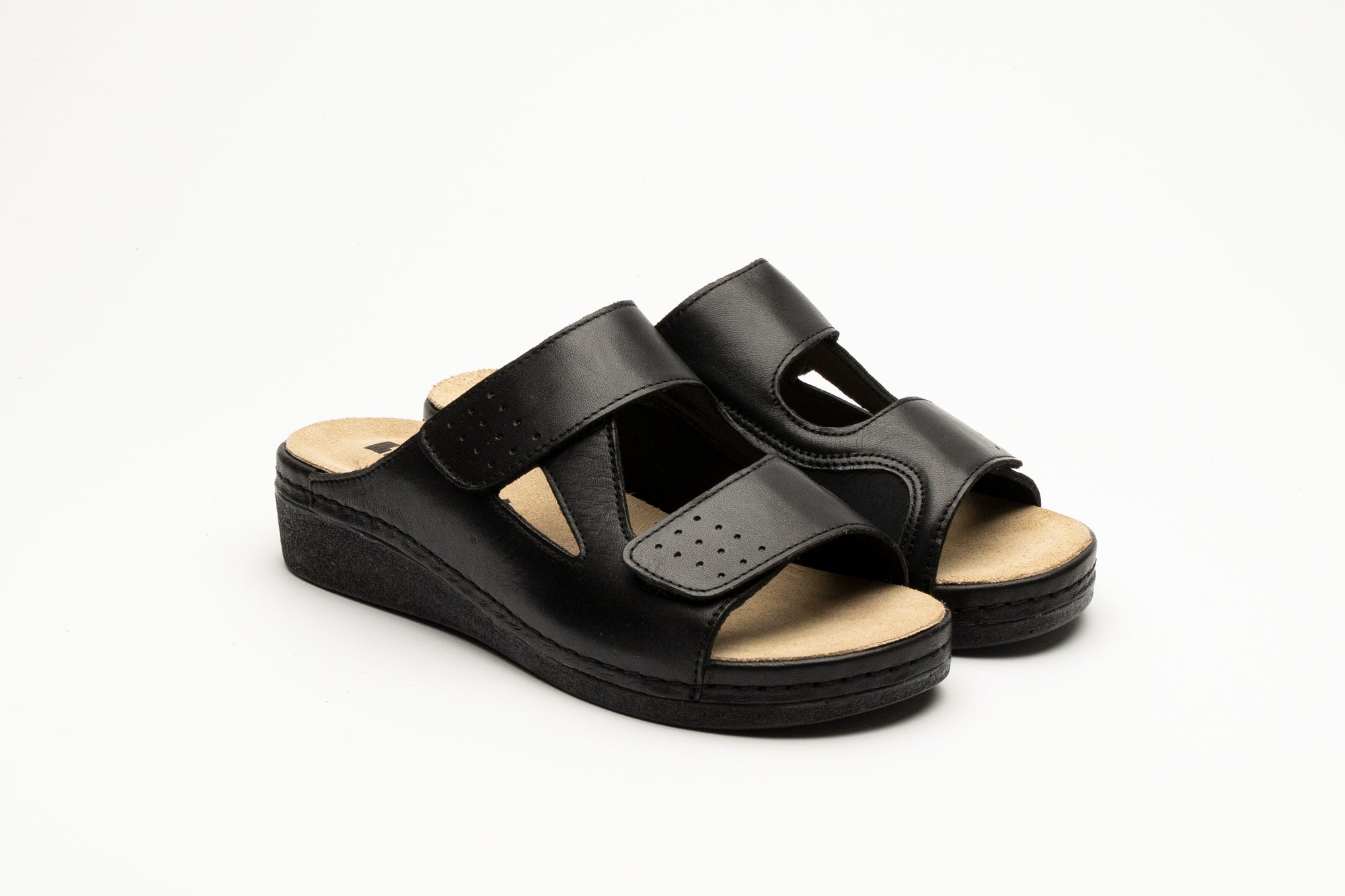 Nora II dame læder sandal med fleksibel pasform - sort