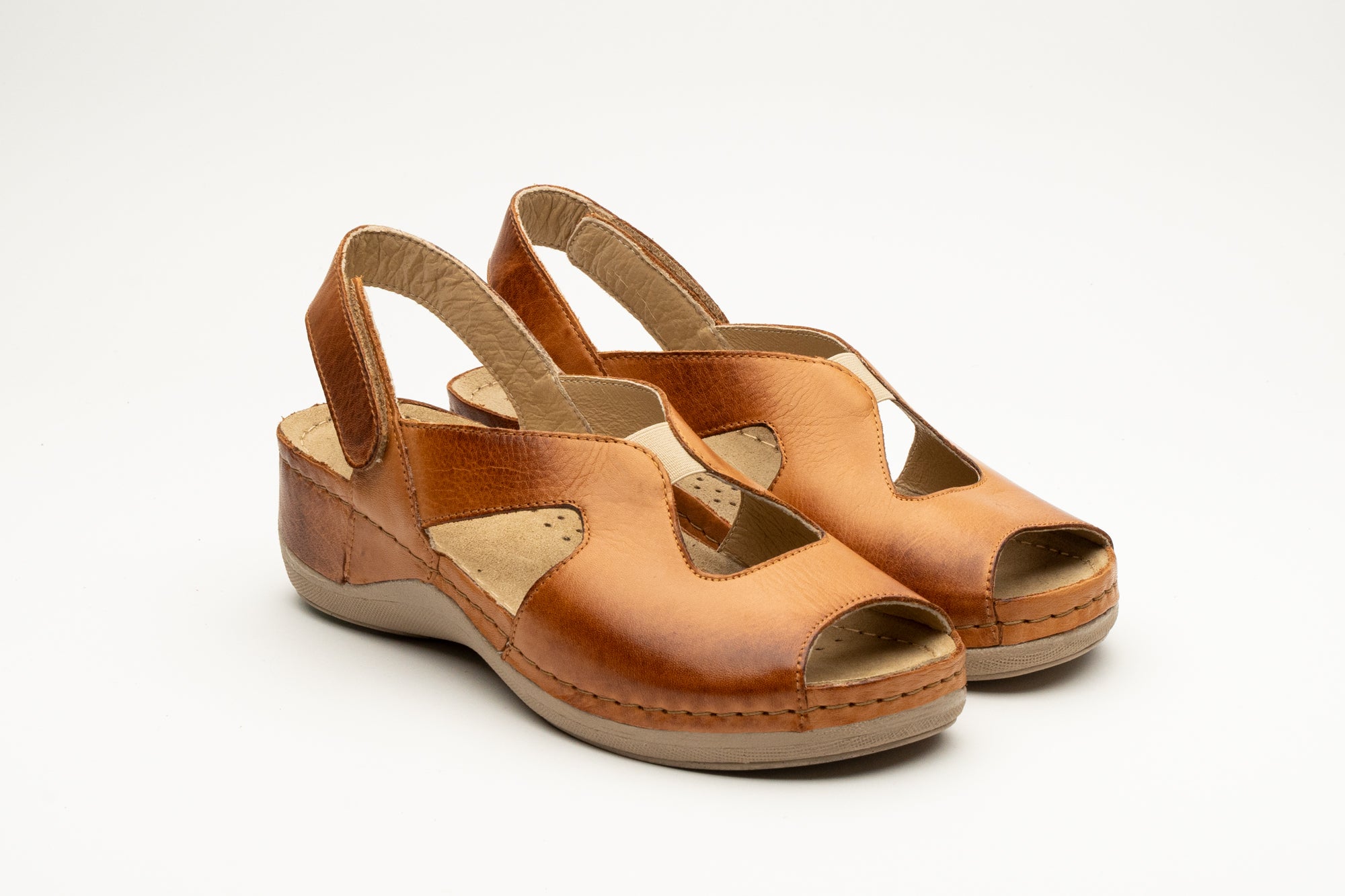 Violeta dame læder sandal - brun
