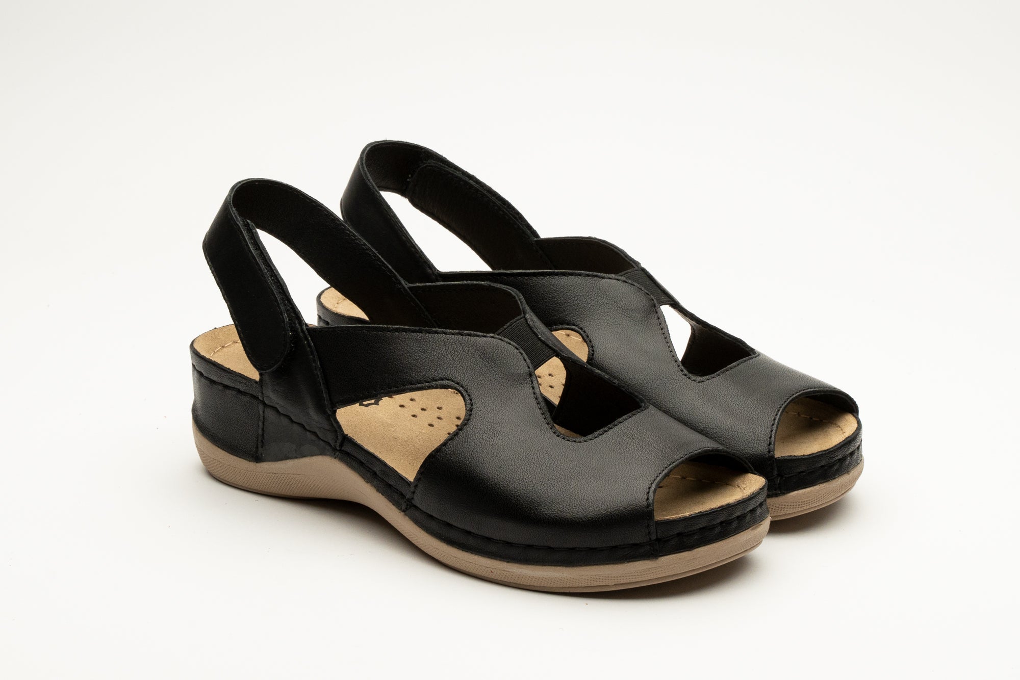 Violeta dame læder sandal - sort