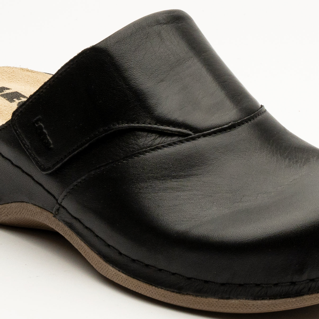 Aurora - Dame Læder Clogs - Sort