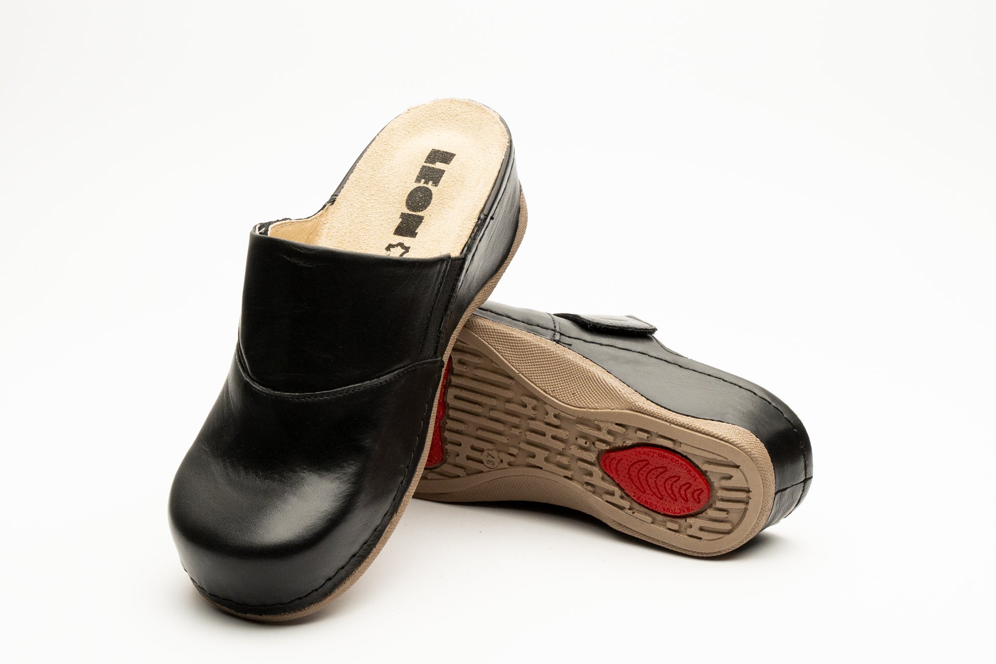 Aurora - Dame Læder Clogs - Sort