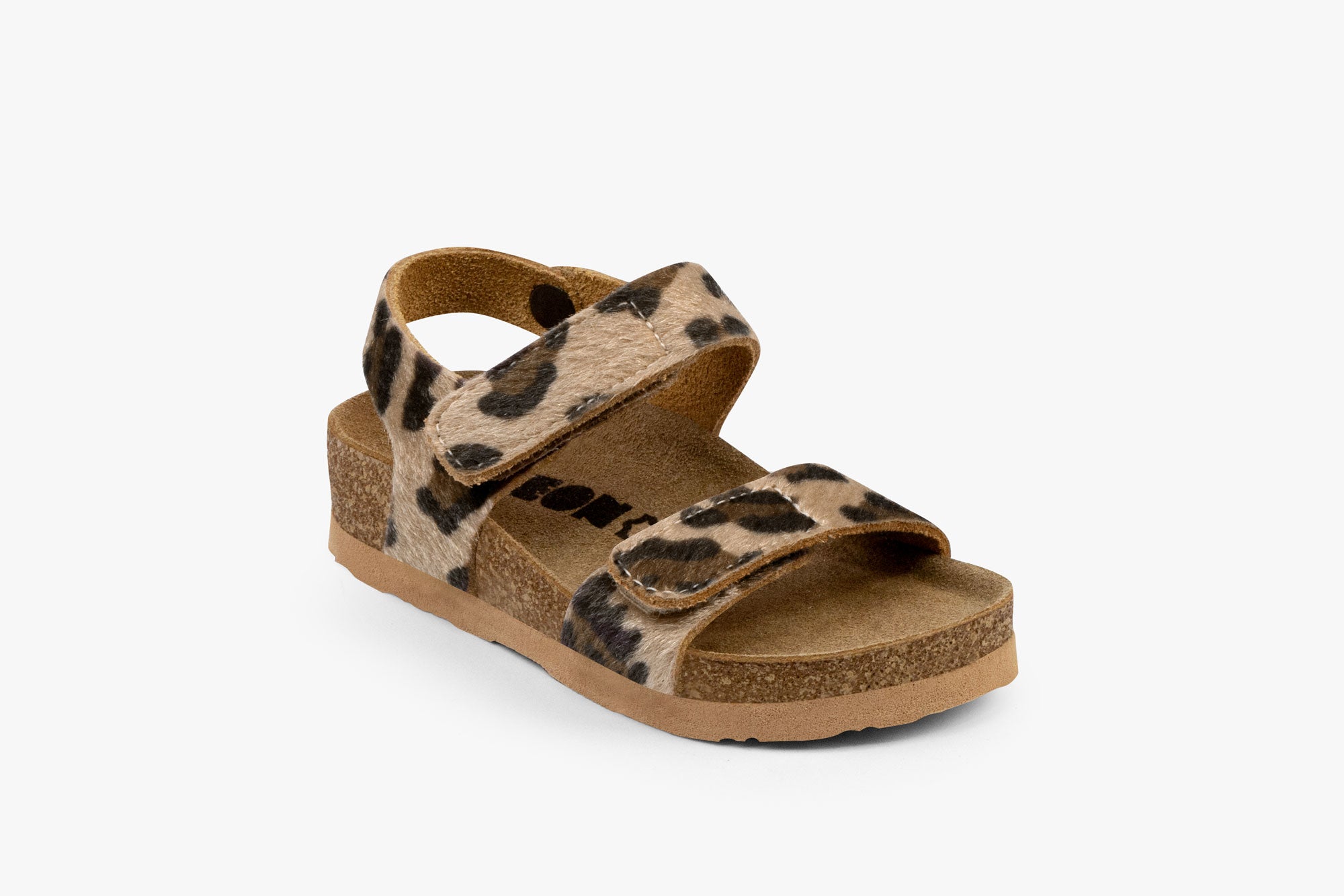 Kai børne læder sandal i pels - brun leopardprint