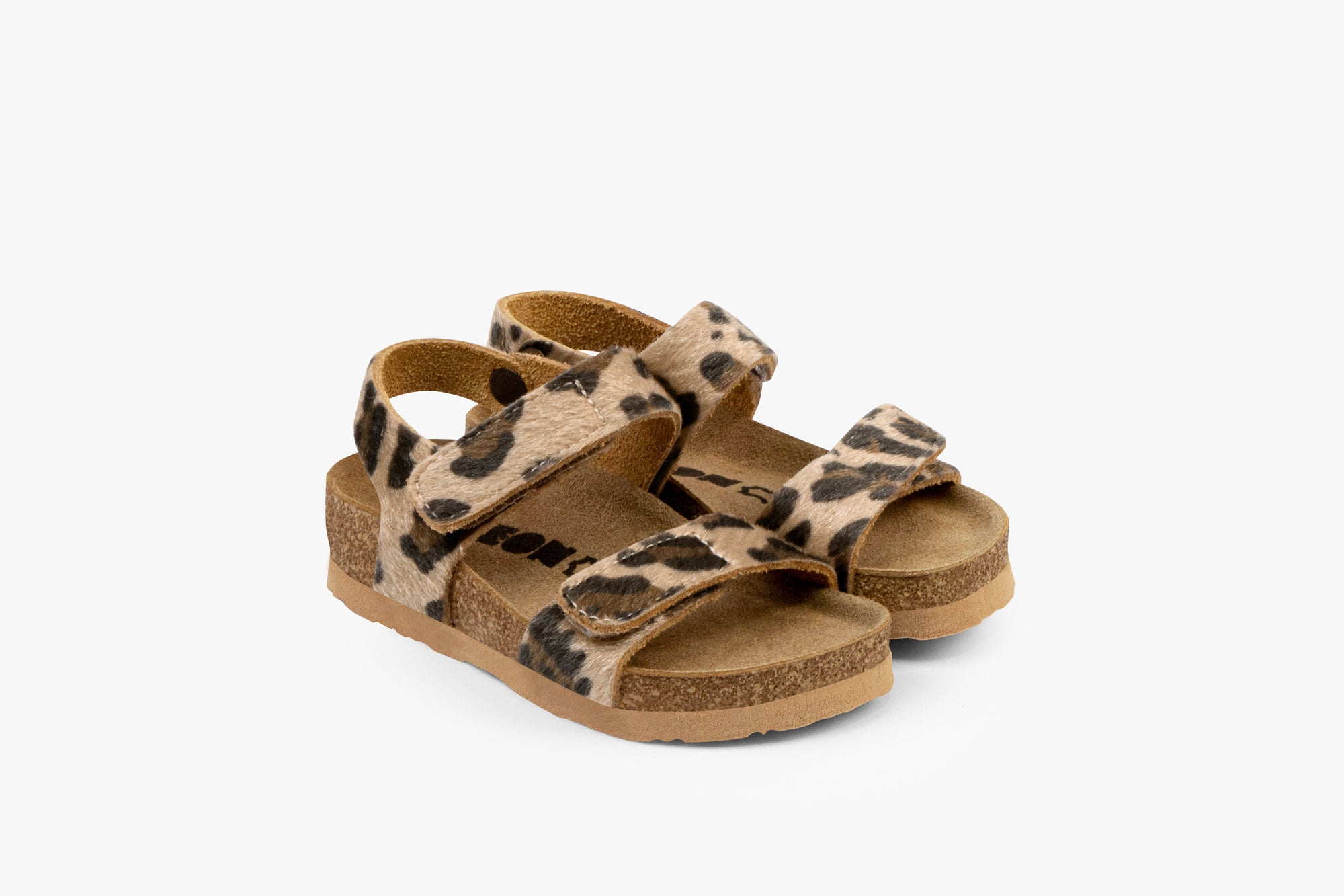 Kai børne læder sandal i pels - brun leopardprint