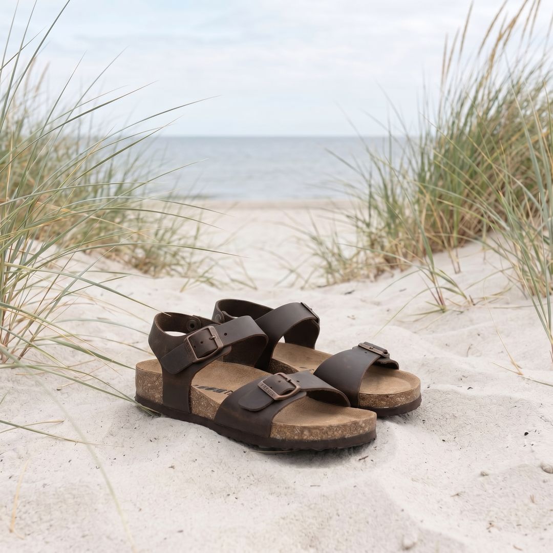 Root dame læder sandal - brun