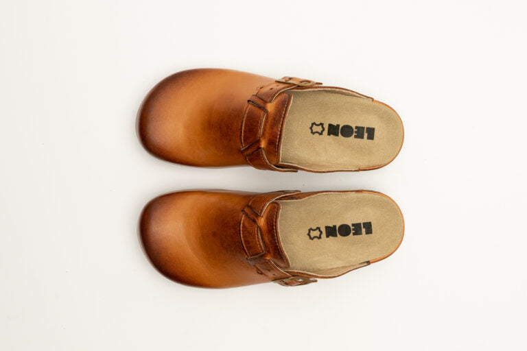 Nora I Læder Clogs - Brun