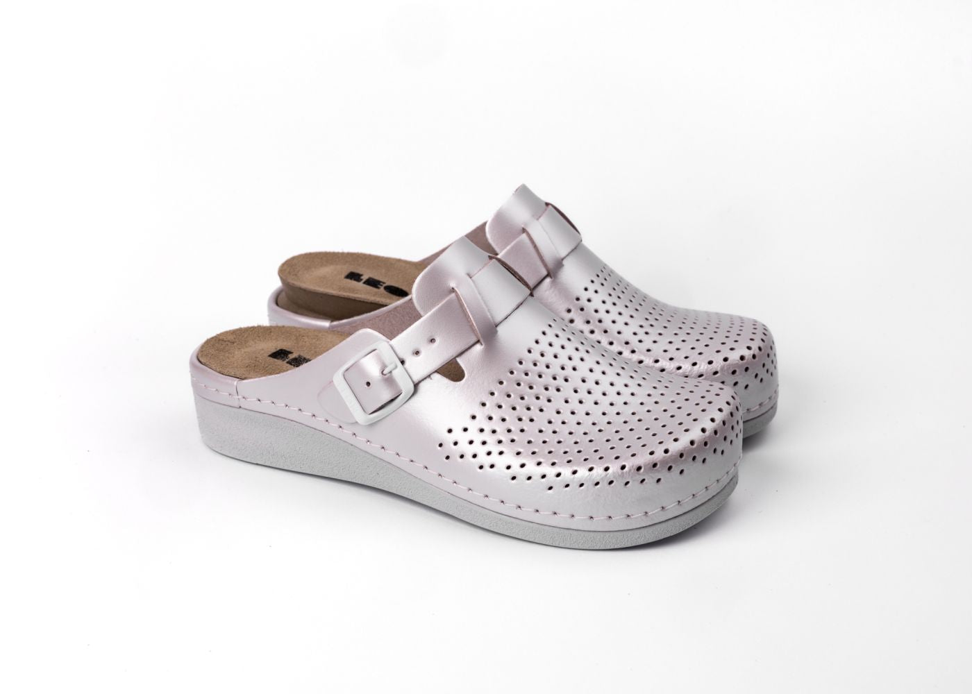 Nora IV Læder Clogs - Perlemor