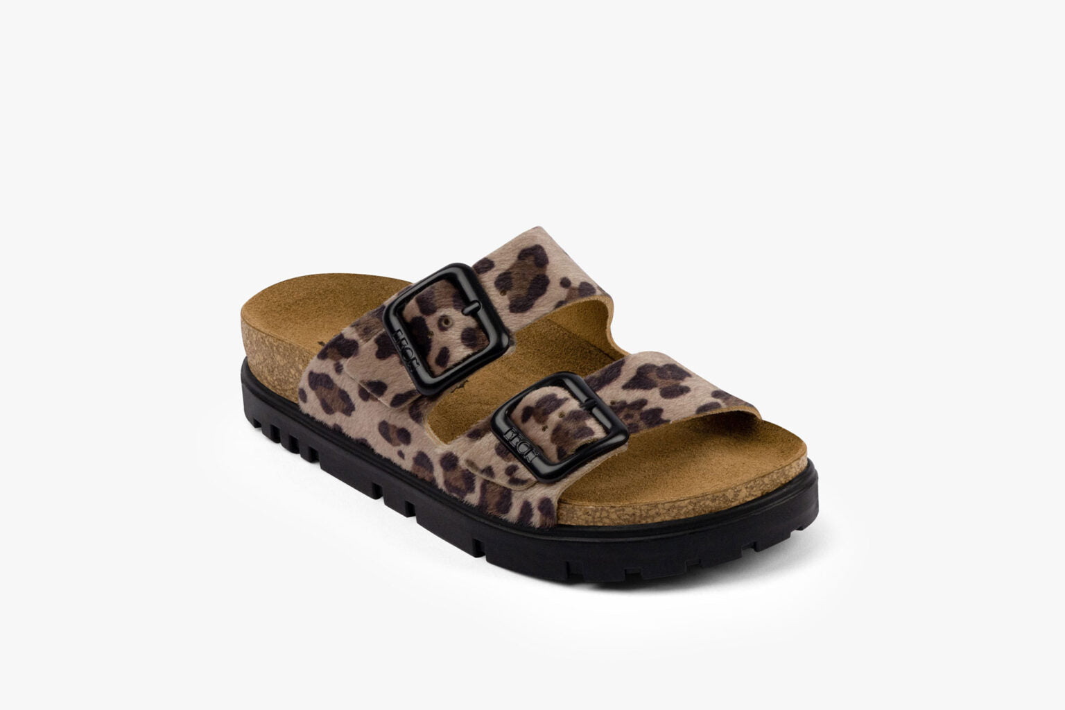 Terra dame sandaler med pels - brun leopard